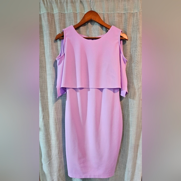 Calvin Klein Desinger Orchid Lilac‎ Cold Shoulder Cocktail Dress Nordstrom 12 - Picture 3 of 7